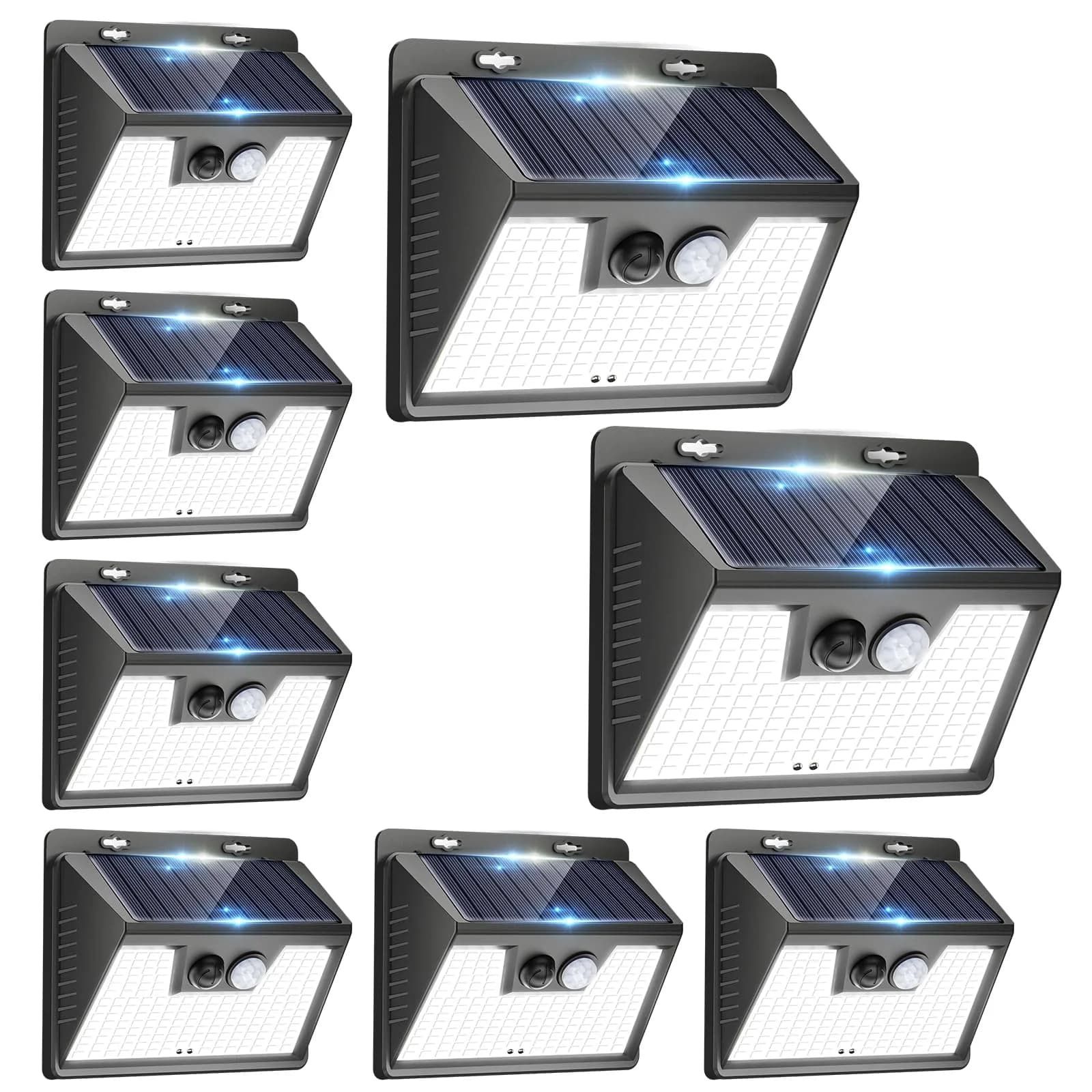 Peasur Solar Powered Wall Lights 8 Pack | 140 LED Motion Sensor Waterproof Security Lights