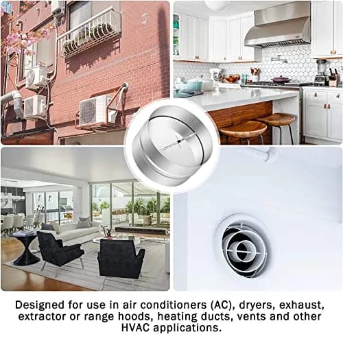 Kikerike 6 Inch (150mm) Backdraft Damper Duct Stopper - 2 Pcs | Prevents Air Recirculation thumbnail 6