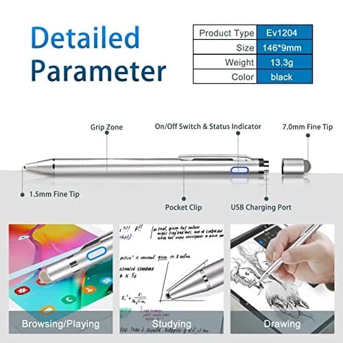 EVACH Stylus Pen for Samsung Galaxy Tab A11/A9/A8/A7 | 1.5mm Ultra Fine Tip, Durable Aluminum, Portable thumbnail 5