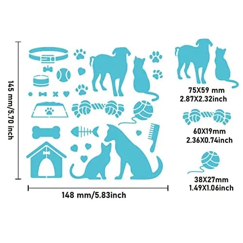 INFUNLY Cat and Dog Metal Stencils 15.6 cm (6.15") | Reusable Stainless Steel Templates for DIY Art Projects thumbnail 7