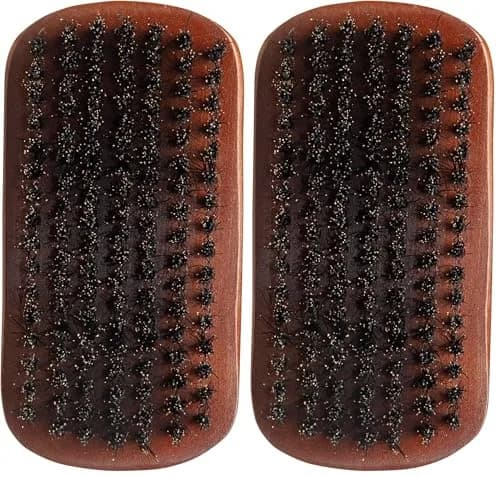 Diane Reinforced Boar Bristle Curved Military Wave Hair Brush (Pack of 2) | Medium Firmness for Thick Curly Hair thumbnail 1