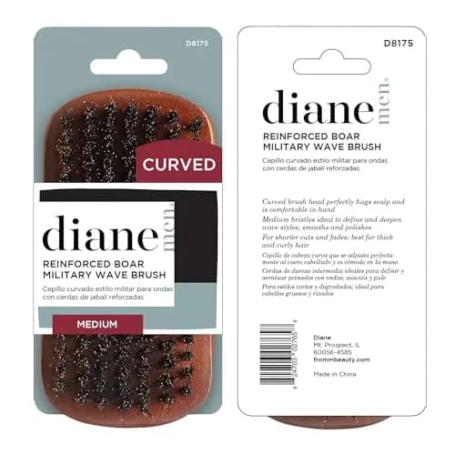 Diane Reinforced Boar Bristle Curved Military Wave Hair Brush (Pack of 2) | Medium Firmness for Thick Curly Hair thumbnail 8