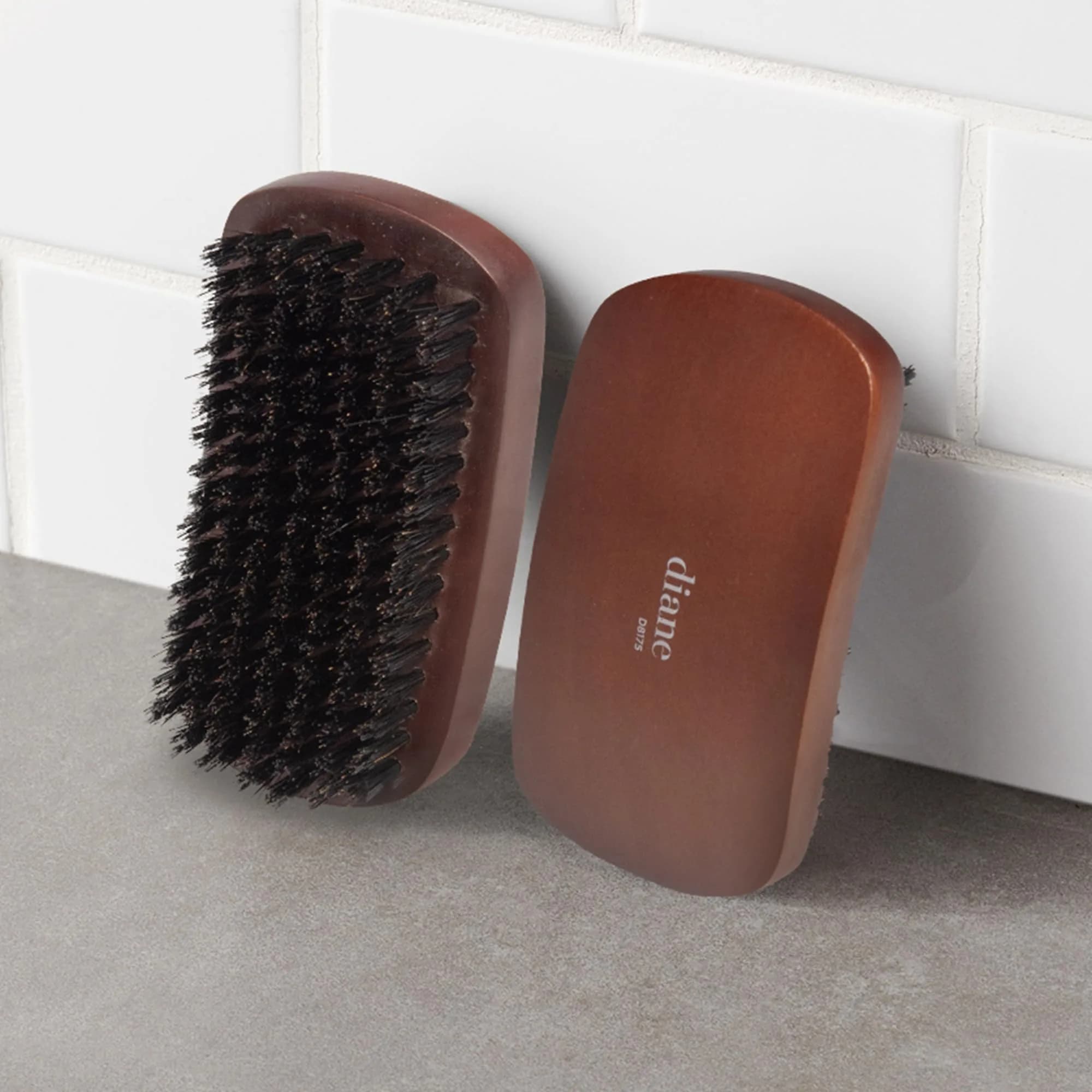 Diane Reinforced Boar Bristle Curved Military Wave Hair Brush (Pack of 2) | Medium Firmness for Thick Curly Hair thumbnail 3