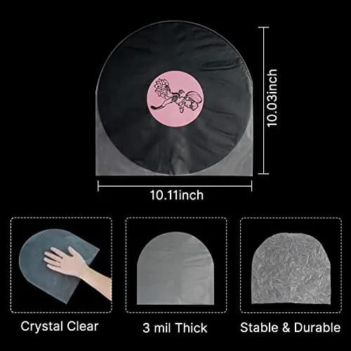 sdroceRyaM 100PCS 10 Inches Vinyl Record Inner Sleeves | Anti Static Round Bottom Protective Sleeves for LP Vinyl Record thumbnail 5