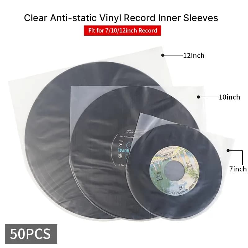sdroceRyaM 100PCS 10 Inches Vinyl Record Inner Sleeves | Anti Static Round Bottom Protective Sleeves for LP Vinyl Record thumbnail 8