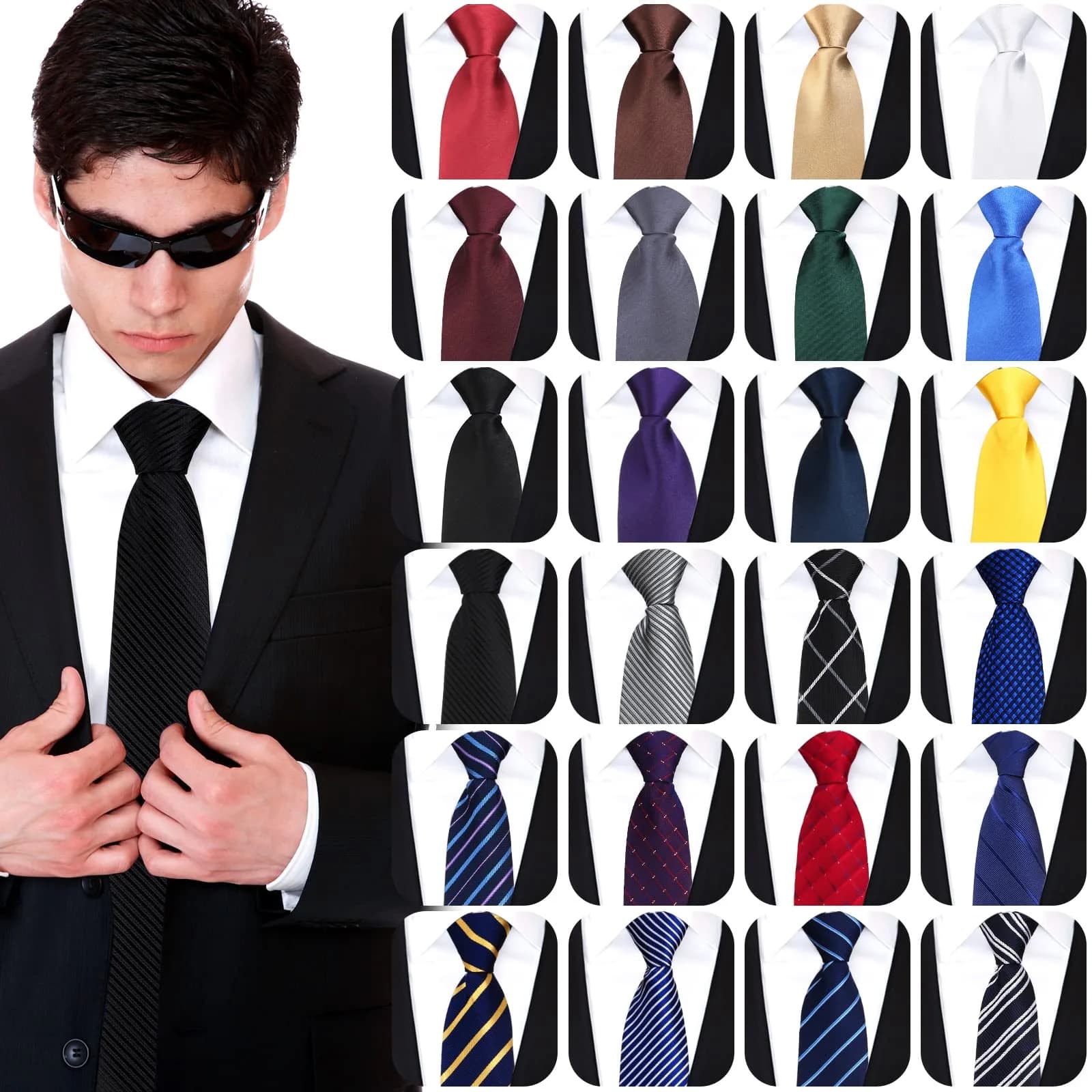 Unittype Classic 24 Pcs Zipper Pre-tied Neckties Assorted Colors | Adjustable & Stylish - main product image