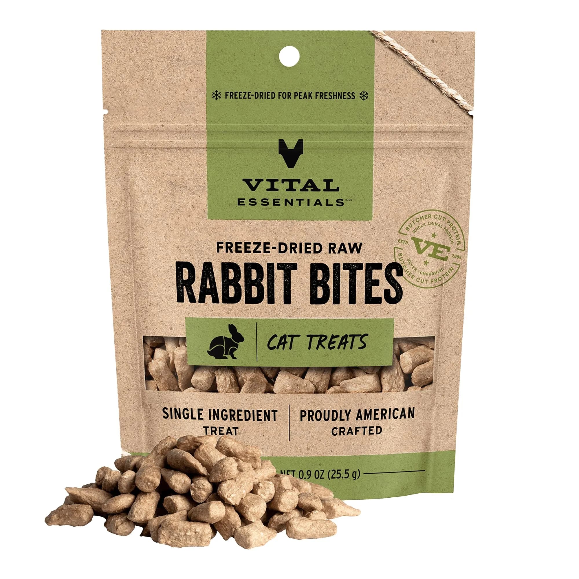 Vital Essentials Freeze Dried Rabbit Cat Treats 0.9 oz (25.5 g) | High Protein, Grain-Free, USA Crafted - main product image