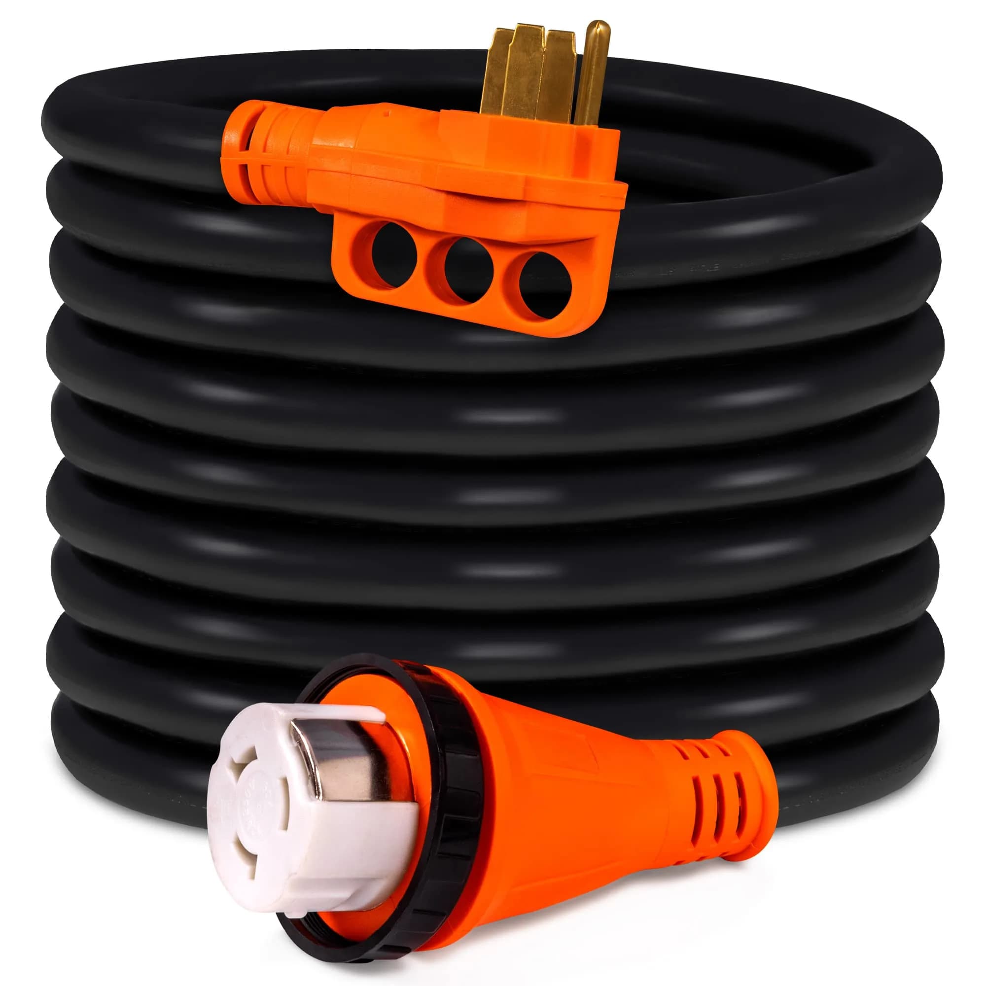 ONLINE LED STORE 50ft 50 Amp RV Extension Cord 125/250V Twist Lock 6 Gauge 4 Prong | Heavy-Duty Power Cable for RVs - main product image