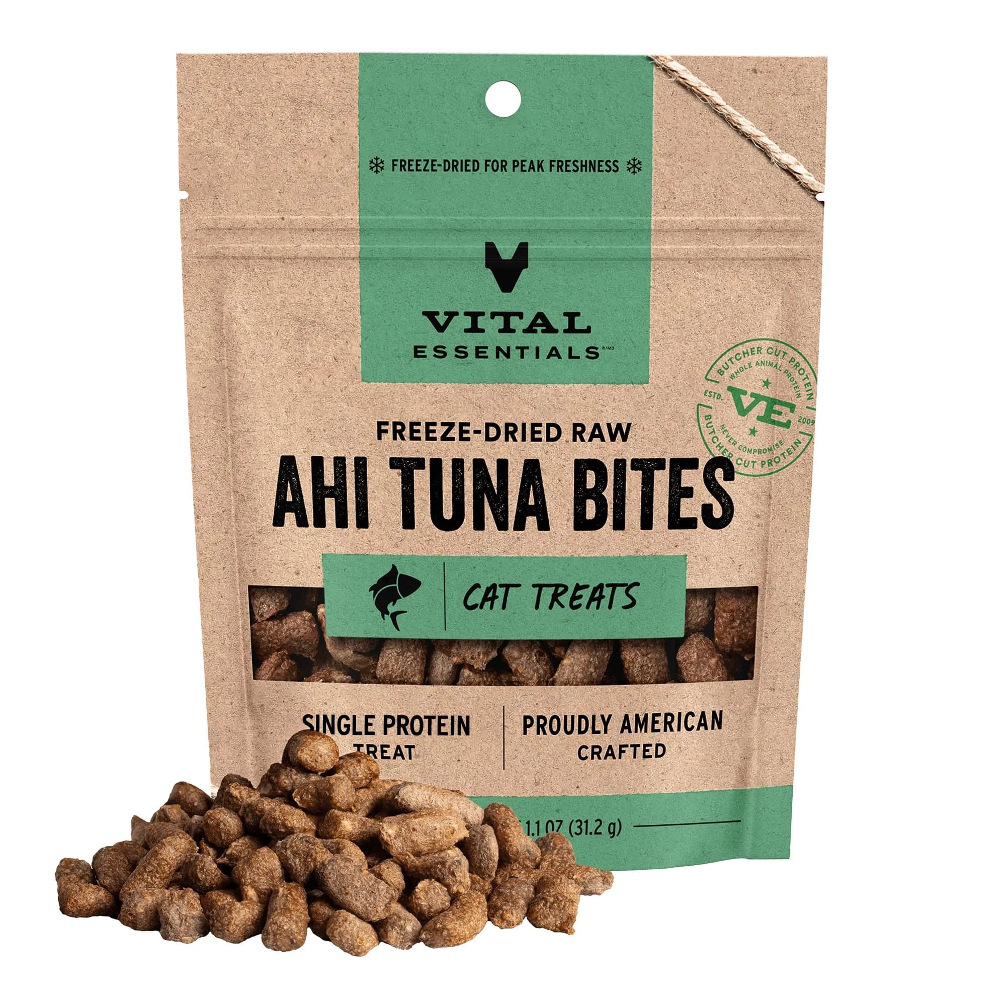 Vital Essentials Freeze Dried Salmon Cat Treats 1.1 oz (31 g) | High Protein Raw Cat Food — Ahi Tuna