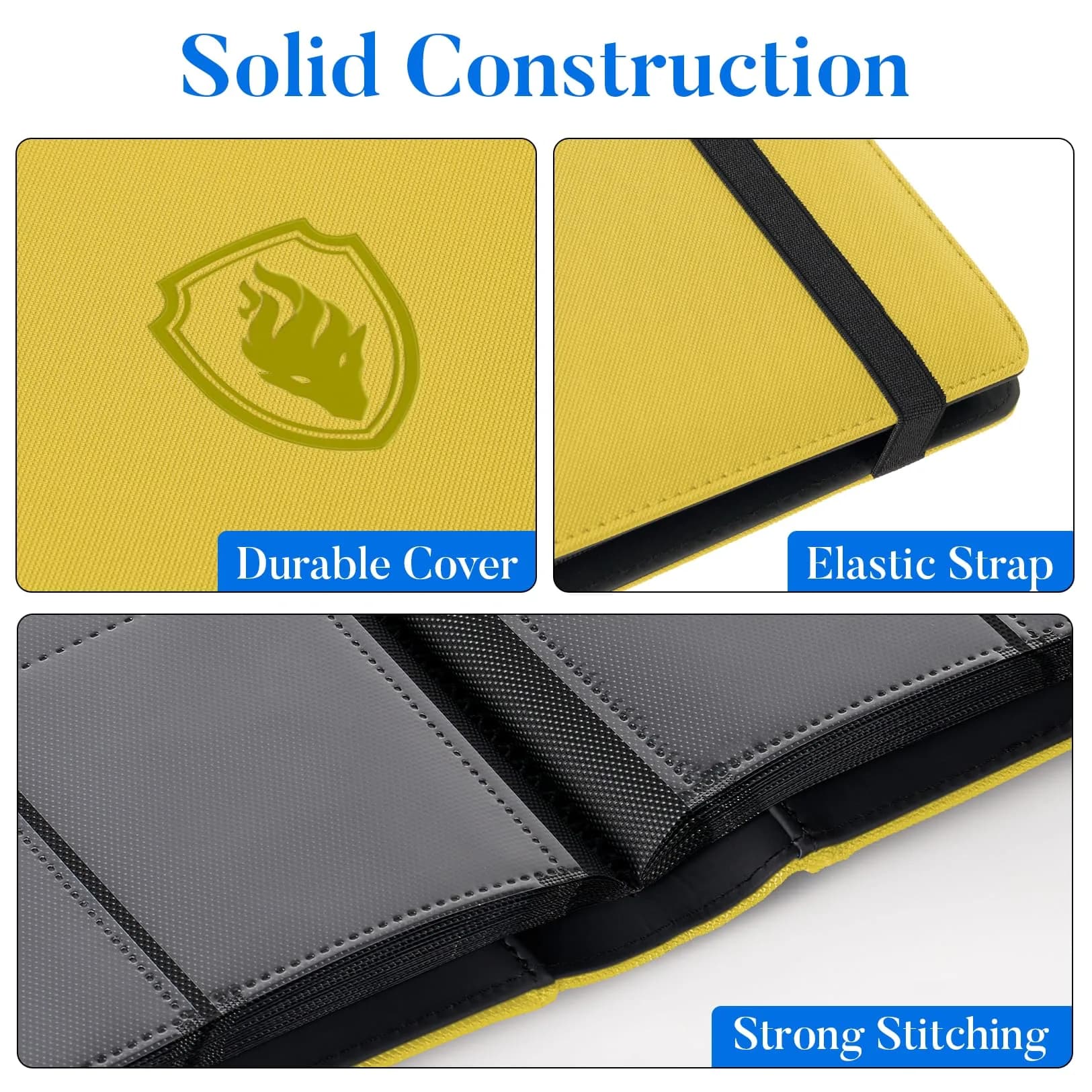 Fabmaker 9 Pocket Card Binder for 360 Cards, Yellow PU Cover | Archival Safe Trading Card Album thumbnail 2