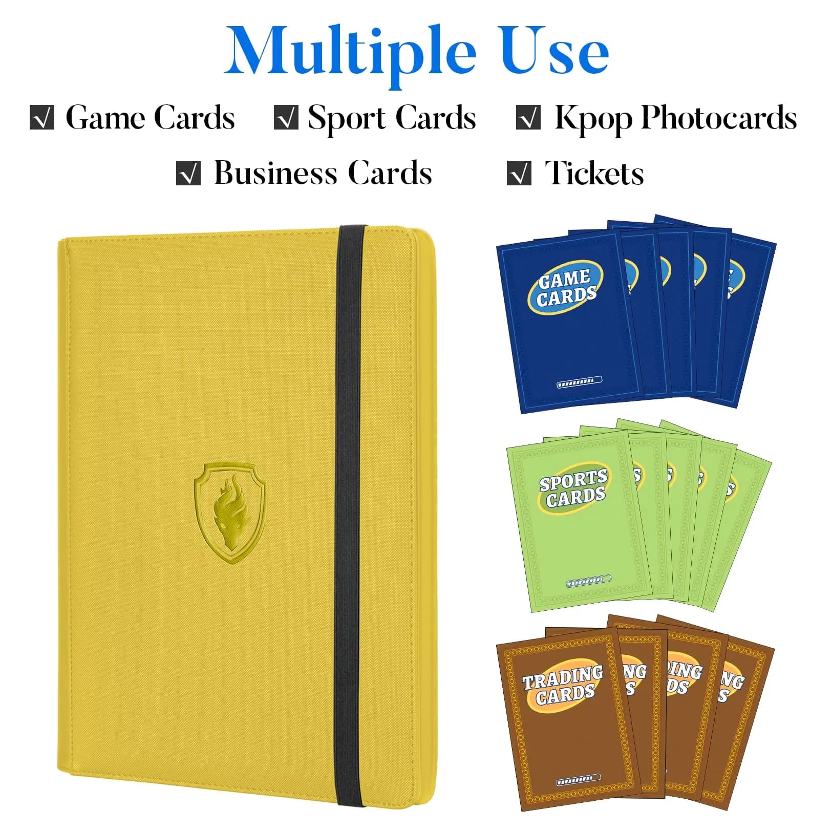 Fabmaker 9 Pocket Card Binder for 360 Cards, Yellow PU Cover | Archival Safe Trading Card Album thumbnail 3