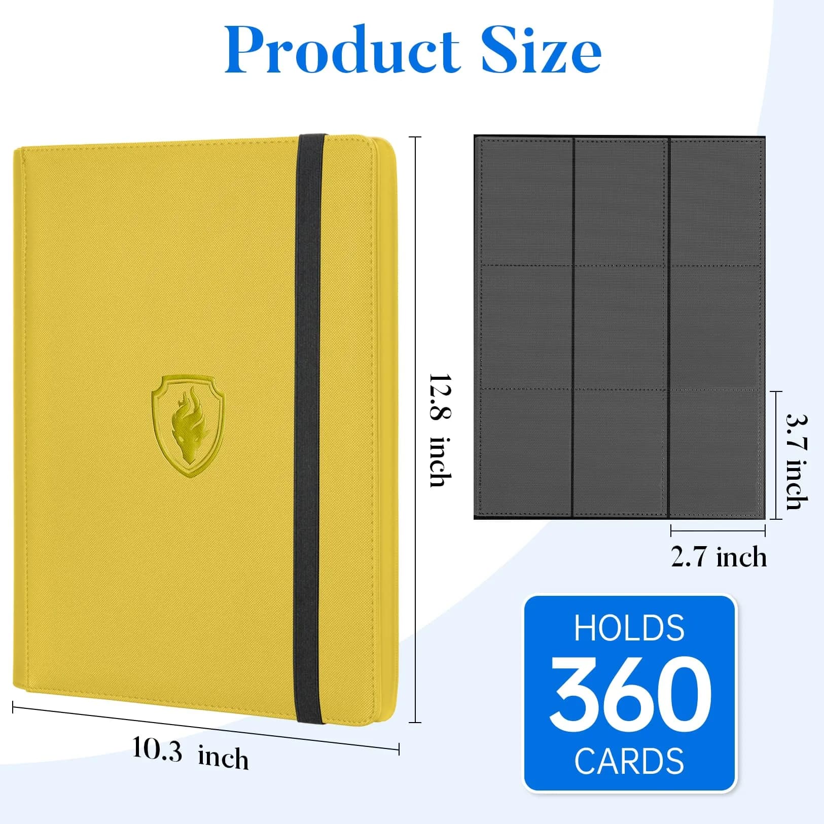 Fabmaker 9 Pocket Card Binder for 360 Cards, Yellow PU Cover | Archival Safe Trading Card Album thumbnail 6