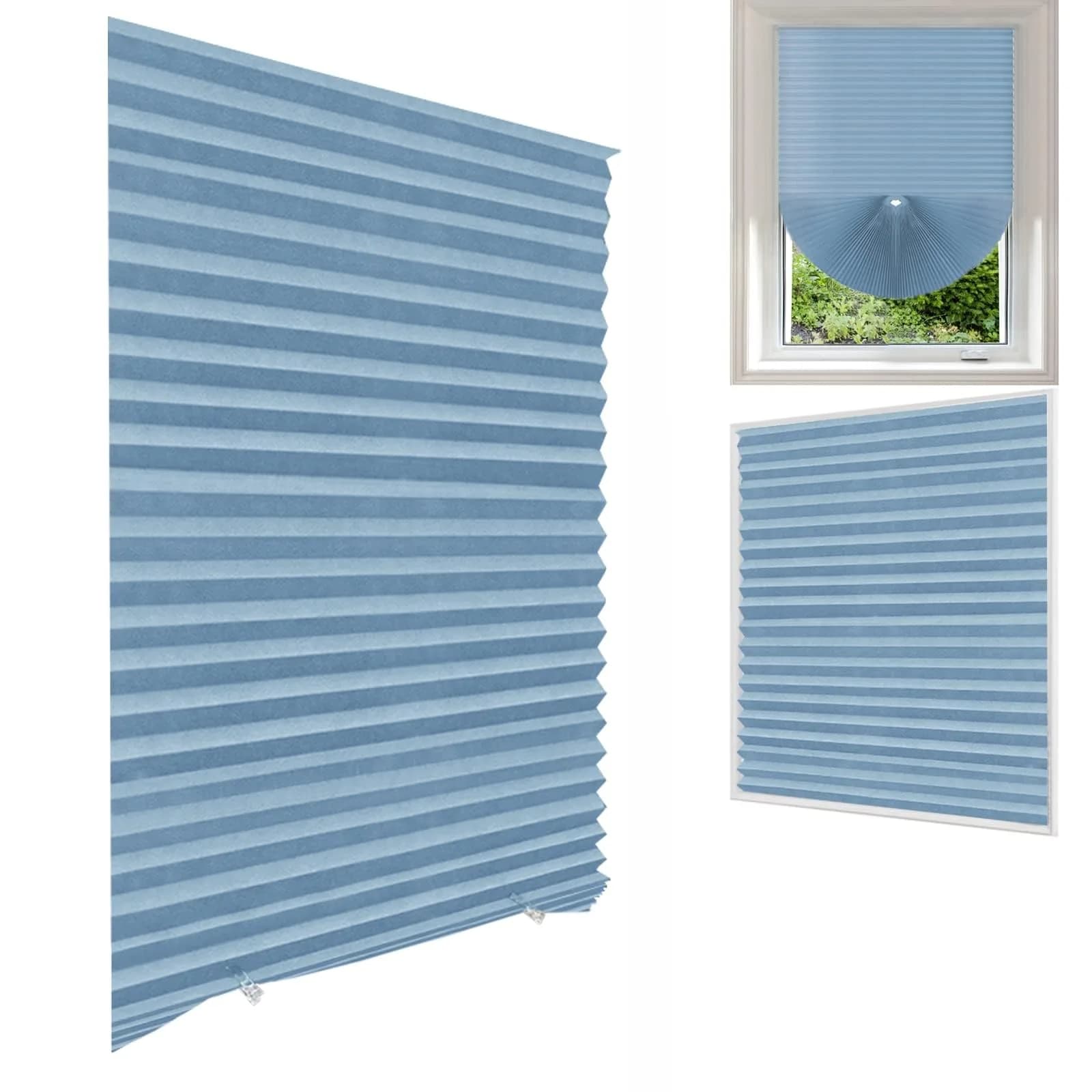 Jlong Cordless Pleated Paper Shades 35.4"W x 59"H | No-Drill Temporary Window Coverings