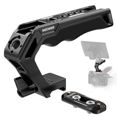 NEEWER Top Handle and NATO Rail Kit, Comfort Silicone Grip with Quick Release NATO Clamp, 3 Cold Shoes and 1/4" 3/8" ARRI Threads, CA008 | Compatible with SmallRig Camera Cage thumbnail 1