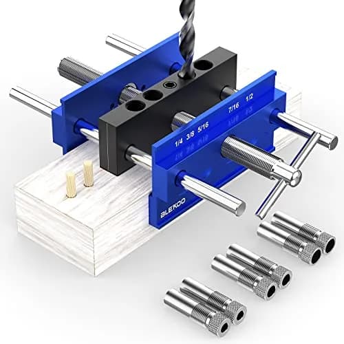 blekoo Upgraded 6.7 inch Self Centering Doweling Jig Kit with 6 Drill Guide Bushings | Precise Woodworking Tool for Panel Furniture thumbnail 1