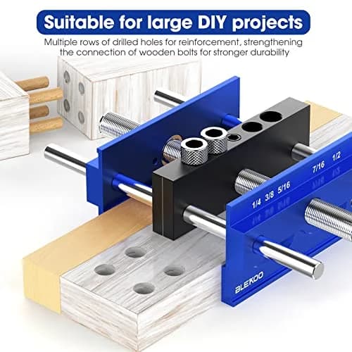 blekoo Upgraded 6.7 inch Self Centering Doweling Jig Kit with 6 Drill Guide Bushings | Precise Woodworking Tool for Panel Furniture thumbnail 4