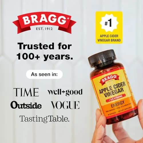BRAGG Energy Apple Cider Vinegar Capsules 90ct | Vegan, Gluten-Free, B Vitamins for Energy thumbnail 3