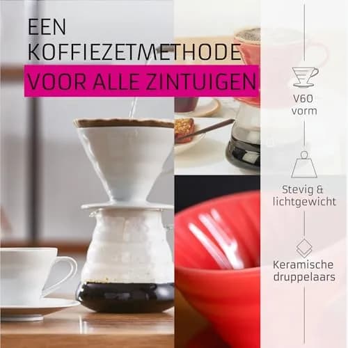 Hario V60 Ceramic Coffee Dripper Red 600ml (1-4 Cups) | Expert Pour-Over Coffee Brewer thumbnail 2