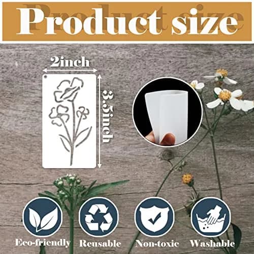 yhslmh Botanical Flower Stencils for Crafts 3.5 x 2 inches | 50 Mini Wildflower Floral Designs for DIY Art Projects thumbnail 4