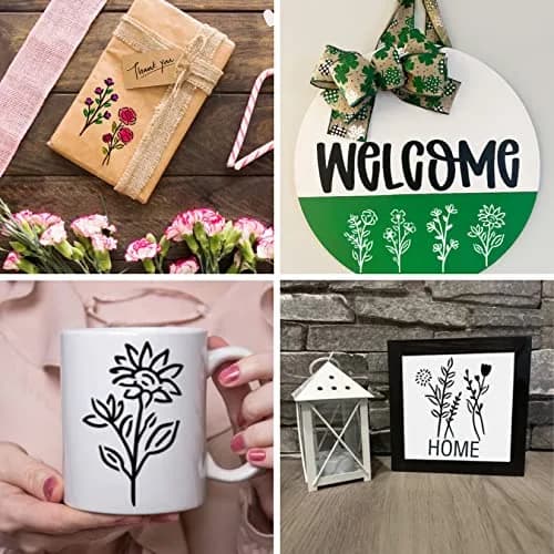 yhslmh Botanical Flower Stencils for Crafts 3.5 x 2 inches | 50 Mini Wildflower Floral Designs for DIY Art Projects thumbnail 3