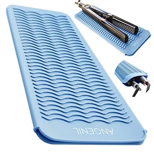 ANGENIL Heat Resistant Silicone Mat & Pouch for Hair Tools | Safe Travel Flat Iron & Curlers (28.57 cm x 13.97 cm) thumbnail 1