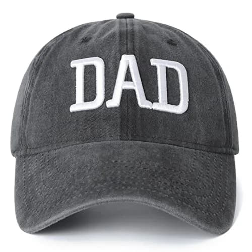 Aeonda Mom and Dad Hats Set of 2 Pcs Adjustable Washed Cotton 3D Embroidered Baseball Caps | Black Red thumbnail 4