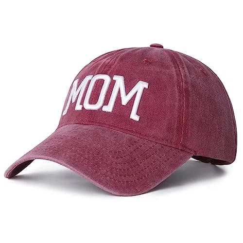 Aeonda Mom and Dad Hats Set of 2 Pcs Adjustable Washed Cotton 3D Embroidered Baseball Caps | Black Red thumbnail 6