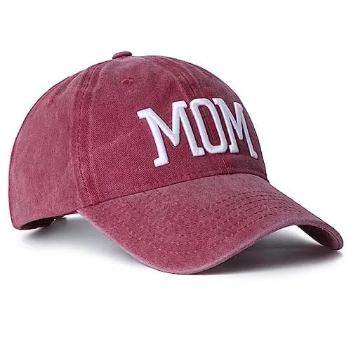 Aeonda Mom and Dad Hats Set of 2 Pcs Adjustable Washed Cotton 3D Embroidered Baseball Caps | Black Red thumbnail 7