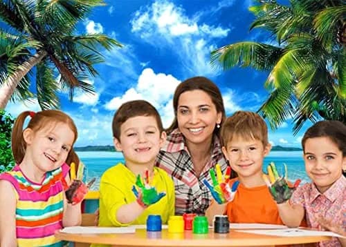 MAQTT Summer Theme Photo Ocean Blue Sky Seaside Tropical Palm Trees Luau Birthday Party Decor Banner 210x150cm (7x5ft) thumbnail 3