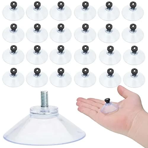 AccEncyc Suction Cup 40mm (1.57 inch) Diameter | Heavy Duty Clear PVC Sucker Pads with Stainless Steel Screws, Pack of 24 thumbnail 1