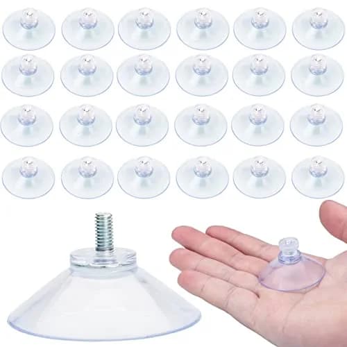 AccEncyc Clear PVC Suction Cups with Stainless Steel Screws, 40mm Diameter, Pack of 24 | Heavy Duty Hooks for Glass, Tile, and Smooth Surfaces thumbnail 1