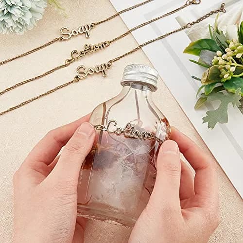 OLYCRAFT 8Pcs Soap and Lotion Dispenser Tags with Chains, Antique Bronze Alloy | Set of 4 Soap Labels & 4 Lotion Labels thumbnail 3