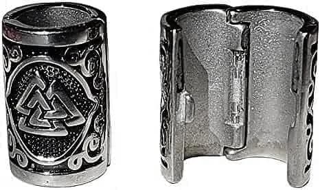 VALHALLA Viking Beard Bead for Men and Women, Clip-On 316L Stainless Steel | Norse Valknut Motif thumbnail 2