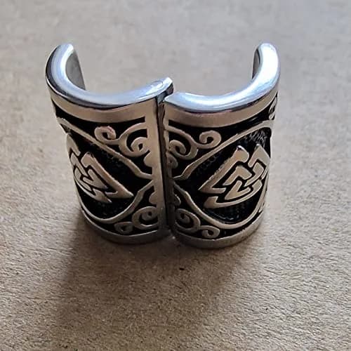 VALHALLA Viking Beard Bead for Men and Women, Clip-On 316L Stainless Steel | Norse Valknut Motif thumbnail 8