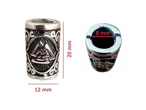VALHALLA Viking Beard Bead for Men and Women, Clip-On 316L Stainless Steel | Norse Valknut Motif thumbnail 4