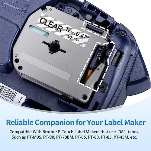 Labelife M-K131 Label Replace for Brother P Touch M Tape Clear 12mm 0.47'' | Indoor Non-Laminated Label Tape thumbnail 2