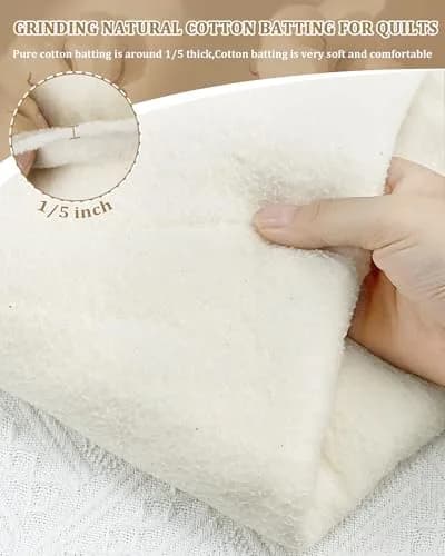 PLANTIONAL 150 cm x 200 cm (59" x 79") Natural Cotton Quilt Batting | Soft, Warm, Tear-Resistant for Quilting Projects thumbnail 5