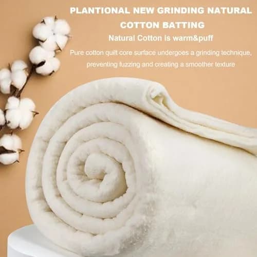 PLANTIONAL Natural Cotton Quilt Batting 79x91 Inch (200cm x 231cm) | Soft, Warm, Tear-Resistant Fabric for Quilts thumbnail 8