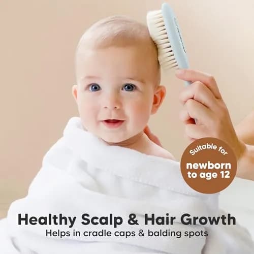 KeaBabies Wooden Baby Hair Brush for Toddler, Infant Cradle Cap | Gentle Goat Hair Bristles (7.25" x 2") thumbnail 3