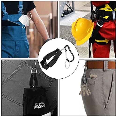 FVIEXE 20PCS Glove Clips Black | Secure Work Gloves, Keys, Hats, Towels thumbnail 5