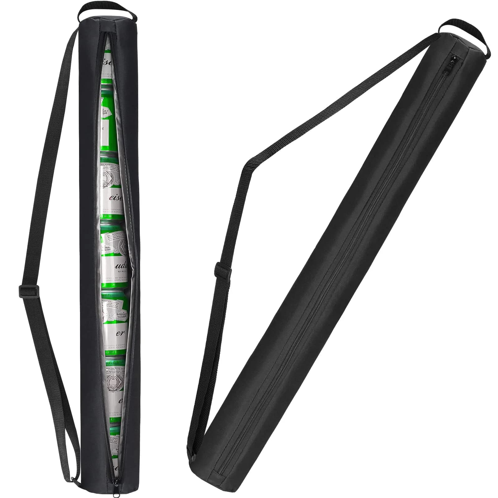 NATURAL STYLE Beer Sleeve for Golf Bag 7-Can Insulated Cooler BLACK | Waterproof & Portable (82*8 cm)
