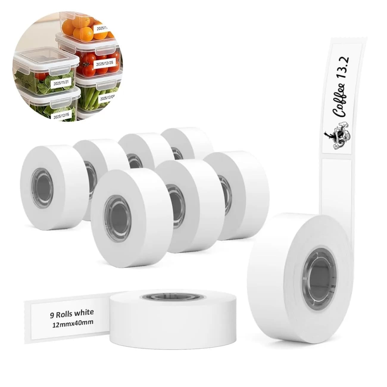 Phomemo Labels, D30 Label Tape, Continuous Labels 0.59" (15mm) x 19.69ft | Waterproof, No Ink Needed — White