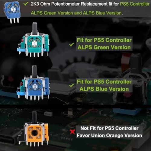 Ikpek 2K3 Ohm Potentiometer Replacement Kit for Dualsense PS5 Controller, 20pcs | Fixes Stick Drift thumbnail 2