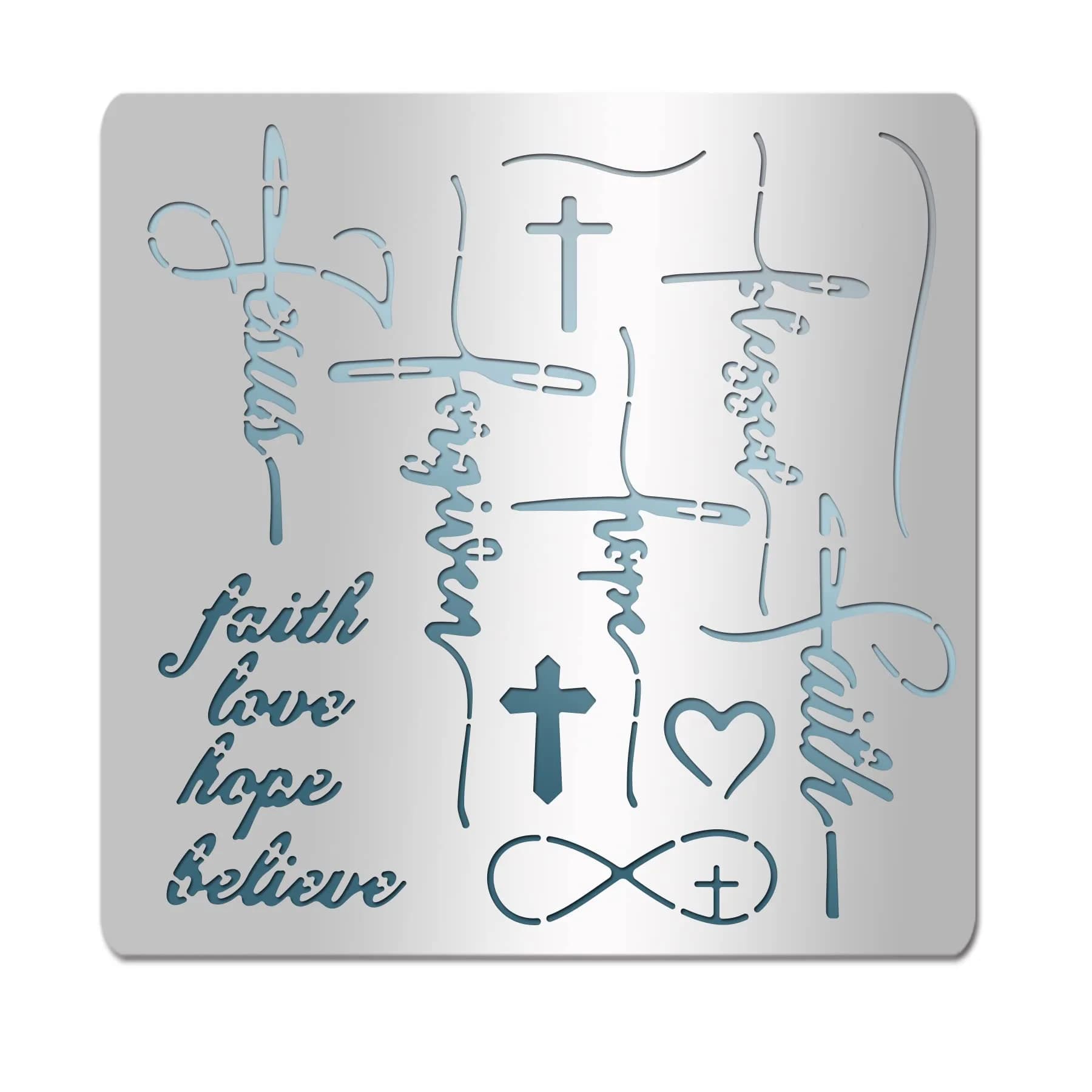 INFUNLY Metal Sport Ball Stencil 4x7 inches (10x18 cm) | Reusable Stainless Steel Sports Stencils for Painting — Cross+words Metal Stencil