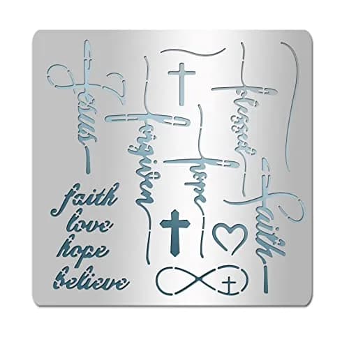 INFUNLY Words Metal Stencil 15.6 cm (6.15") | Reusable Stainless Steel Templates for Art & Crafts thumbnail 1