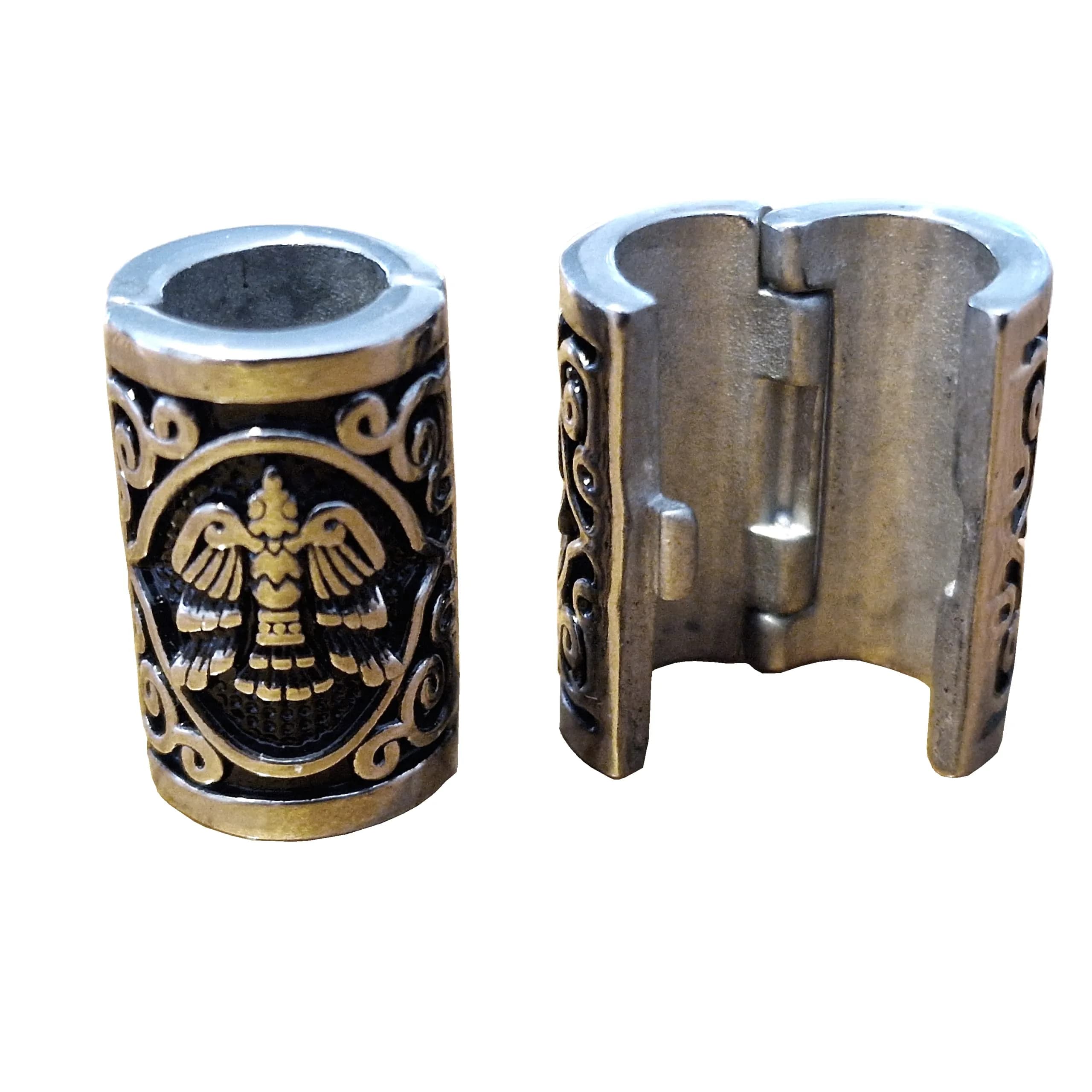VALHALLA Viking Beard Bead Clip-On 316L Stainless Steel with Valknut Motif | 10mm (0.4 inch) Opening — Solid LARGE