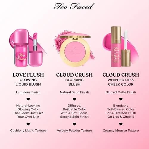 Too Faced Cloud Crush Blurring Blush | Velvety Powder Blush for Cheeks with High-Pigment Formula | 93% Naturally Derived Ingredients, Vegan & Cruelty-Free, Velvet Crush, 0.17 Ounce thumbnail 8