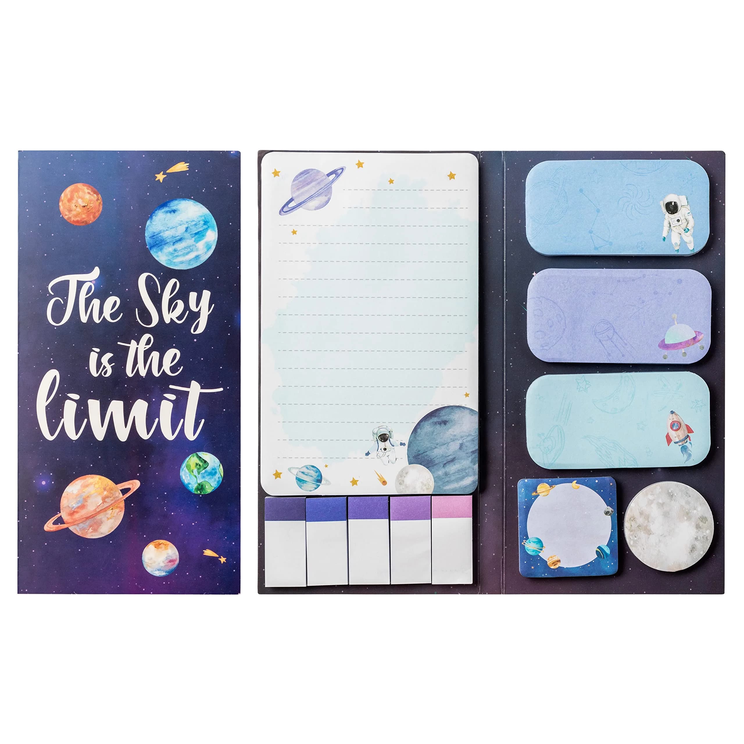 Xqumoi The Sky is The Limit Sticky Notes Set, 550 Sheets, Outer Space Galaxy Pattern, Small