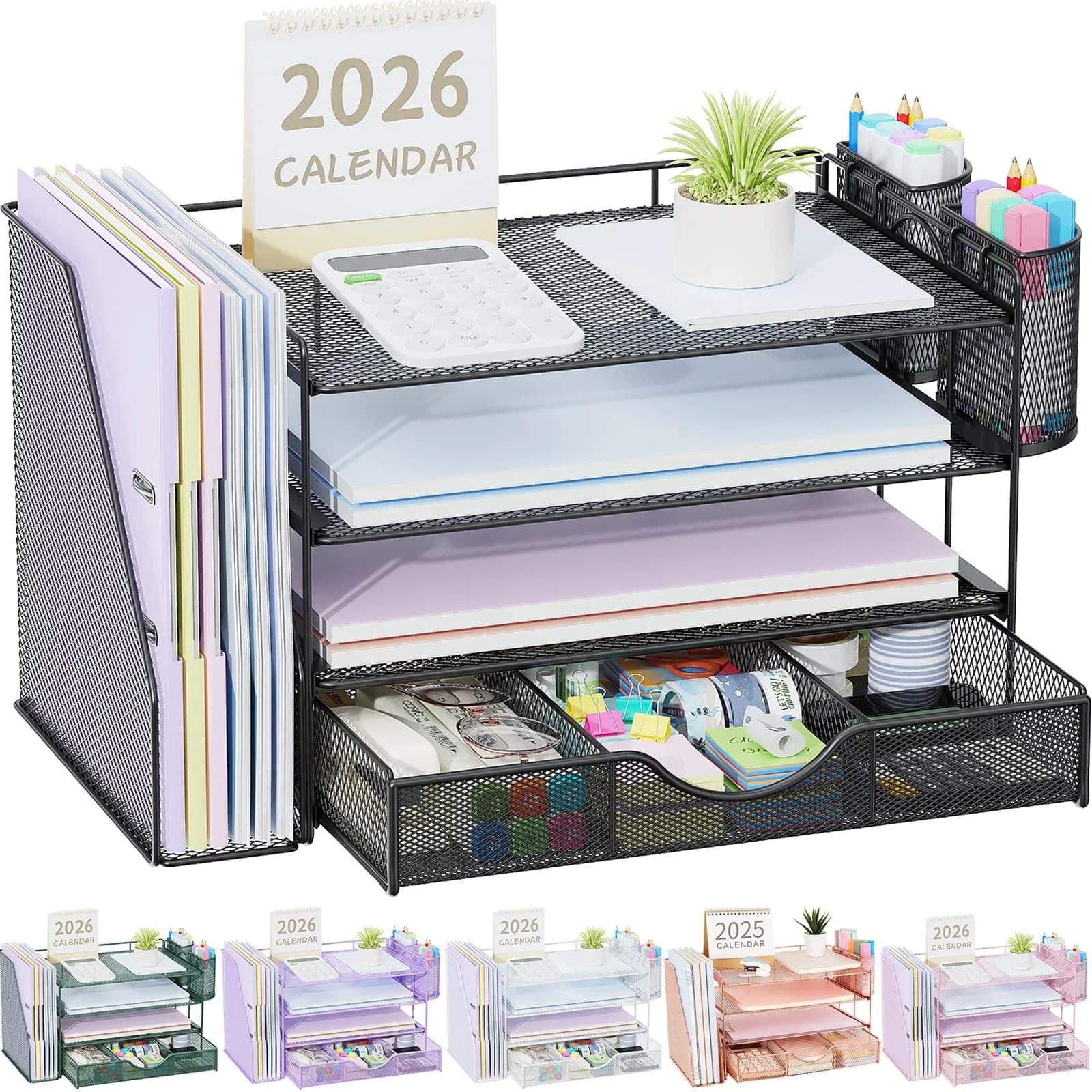gianotter 4-Tier Desk Organizer with Drawer & Pen Holders | 34 cm (13.38 inches) Width - main product image