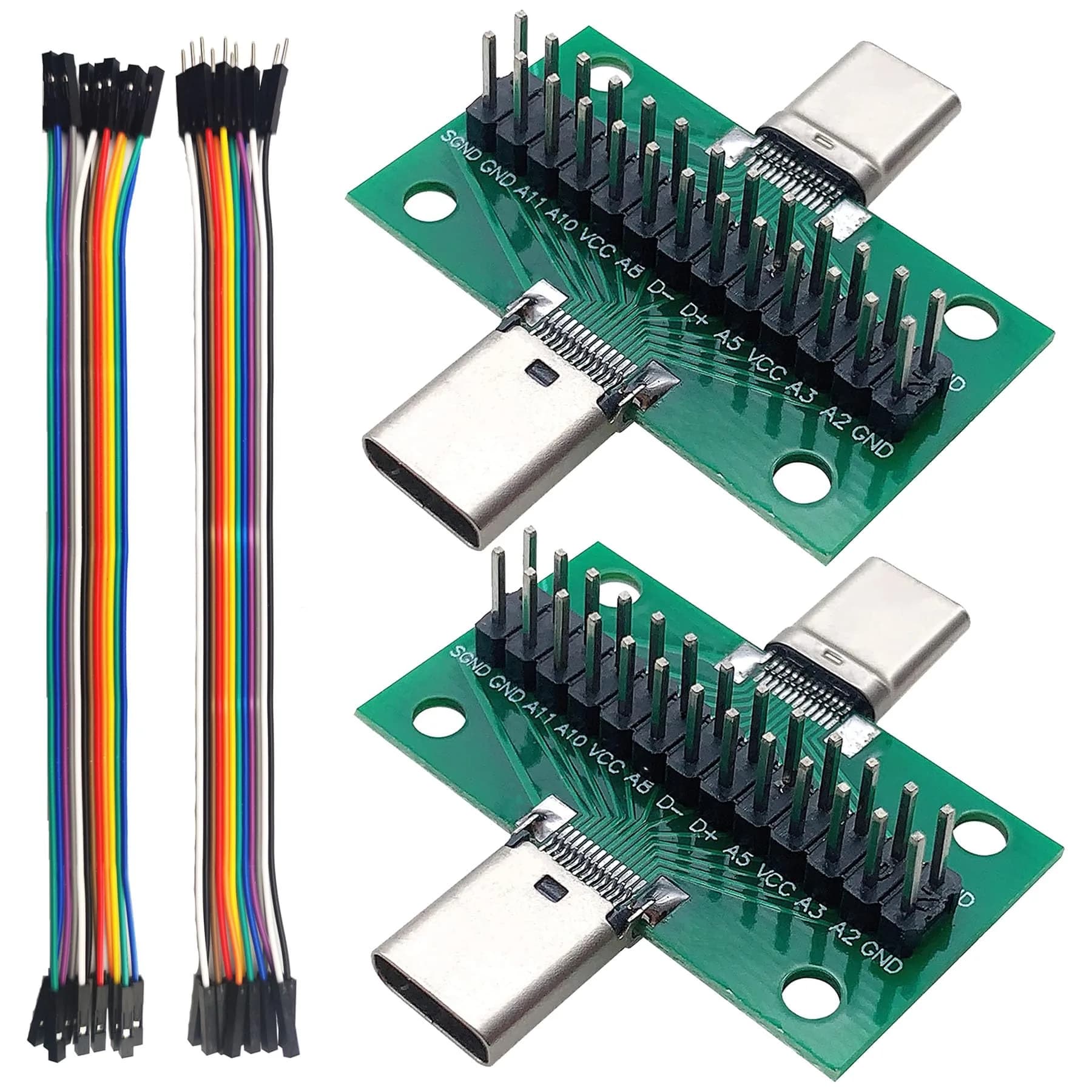 minidodoca USB 3.1 Type-C Male to Male Test Board with 24 Pins & DuPont Wires | 10Gbps Data Transfer - main product image